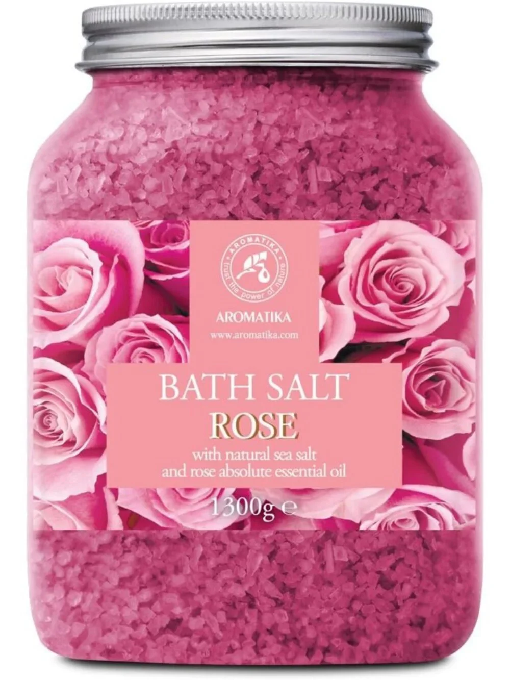 Natural Rose Bath Salts 46 Oz – Spa Essential with Rosewood Oil & Skin Care
